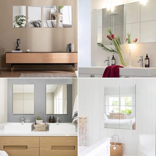 JUNEBRUSHS 8 Pack Self Adhesive Acrylic Mirror, 6X 9 Inch Mirror Tiles - Image 6