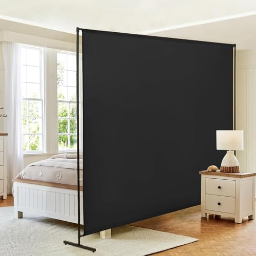 Room Divider Single Panel, 71''W x 71''H Height Adjustable Large Room Divider Panel for Office, Fabric Portable Privacy Screen Wall Divider for Room Separation, Black Freestanding Partition Separators by JAUZVIL