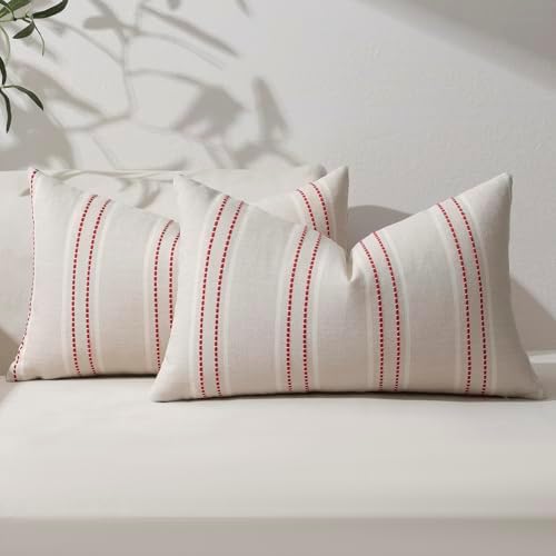 Hckot Christmas Throw Pillow Covers 12x20 Red Lumbar Pillow Covers - Image 2