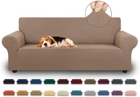 KEKUOU Stretch Couch Covers for Sofa, 3 Cushion Couch Slipcover,Camel by KEKUOU
