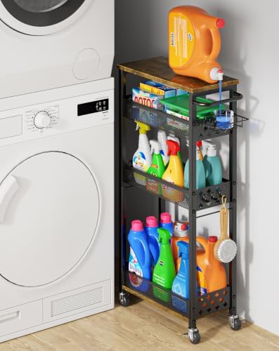 OKZEST Slim Laundry Room Organization Cart with Detergent Dispenser Holder by OKZEST