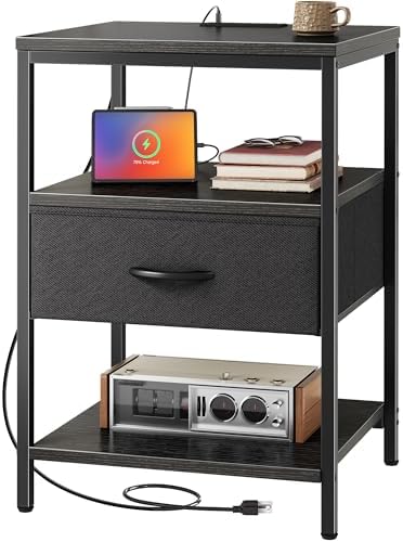 SUPERJARE Nightstand with Charging Station, USB-C Port, Bedside Table by SUPERJARE