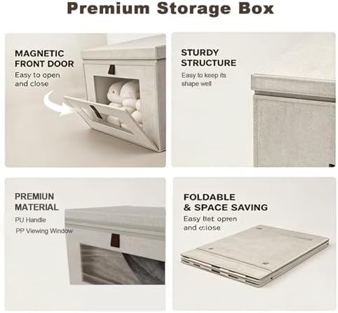 35L Large Closet Organizers and Storage Bins 2-Pack, Collapsible Fabric Storage Boxes with Lids and Handles, Front Opening Wardrobe Container with Clear Window for Clothes, Blankets, Living Room, Dorm - Image 5