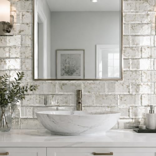 Peel and Stick Beveled Antique Mirror Tiles, 3x6 Inch Subway Mirrror Backsplash 40 Pcs - Image 2