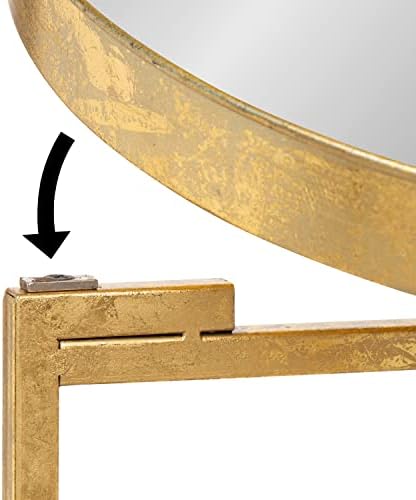 Kate and Laurel Celia Round Metal Foldable Accent Table with Mirror Tray Top, Gold - Image 6