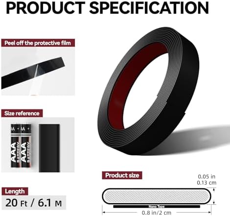 0.79in x 20Ft Peel and Stick Wall Molding Trim Matte Black - Image 3
