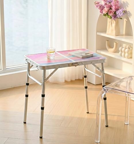Yriuat Folding Camping Table 2ft Portable Picnic Table, Blush Haze - Image 2