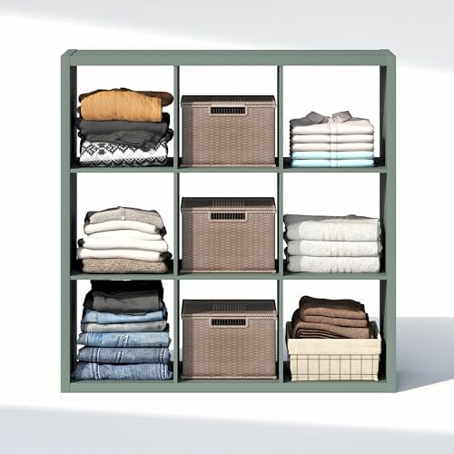 Furinno Cubic Extra Thick 9-Cube Closet Organizers and Storage, Sage Green - Image 6