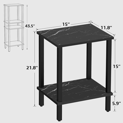 TUTOTAK End Table, Set of 2, Side Table, Nightstand, 2-Tier Storage Shelf - Image 3