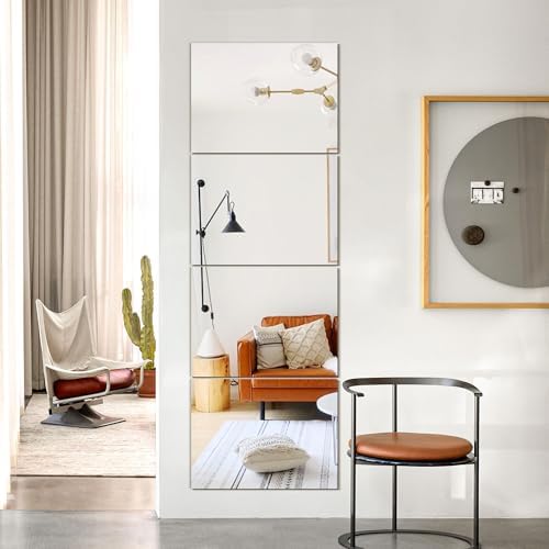 TRAHOME Wall Mirror Tiles, 16"x12"x4PCS Full Length Home Gym Mirror - Image 2