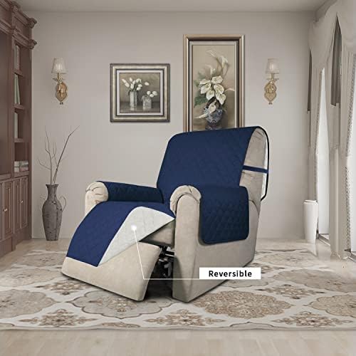 Easy-Going Reversible Couch Cover, Recliner 22 in, Navy/Ivory - Image 2