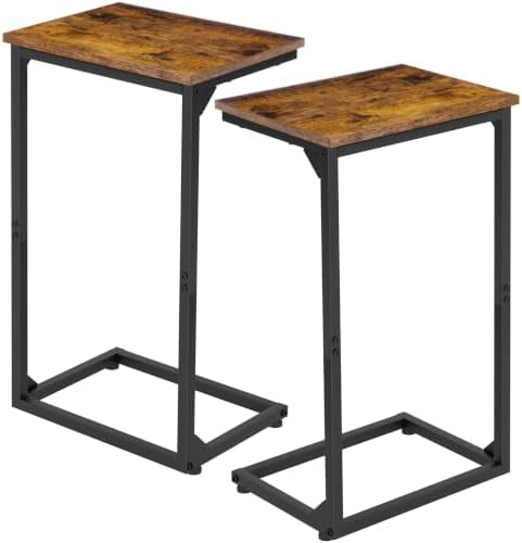 AMHANCIBLE Couch Side Table, 26.37" Tall C Shaped End Table Set of 2 by AMHANCIBLE