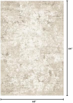 Toneed Washable 5x7 Beige Area Rug with Non-Slip Backing for Living Room - Image 2
