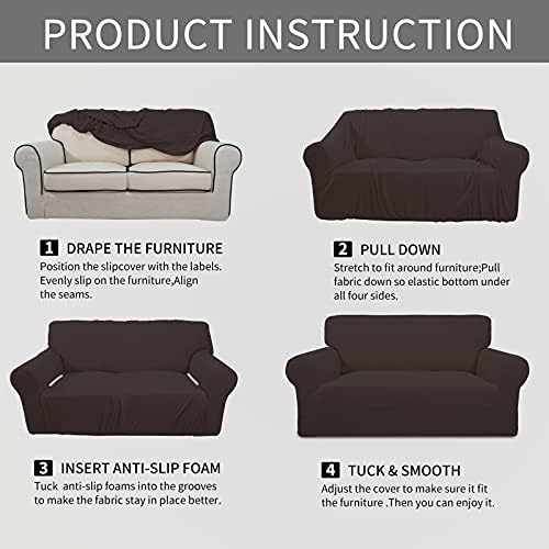 Easy-Going Stretch Oversized Loveseat Couch Covers Washable Chocolate - Image 6