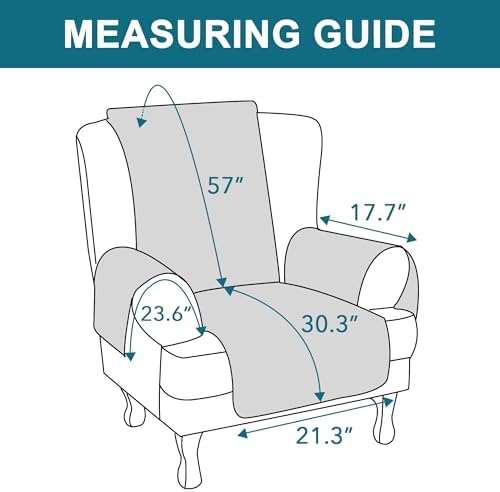Turquoize 100% Waterproof Wing Chair Cover Wing Chair Slipcovers,Stone Blue - Image 6