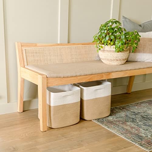 NaturalCozy Storage Cubes 11 Inch Cotton Rope Woven Baskets for Organizing, 3-Pack | Cube Storage Bin | Square Storage Baskets for Shelves Organizer, Classroom, Kids Toy Bins, Closet, Baby Nursery - Image 5