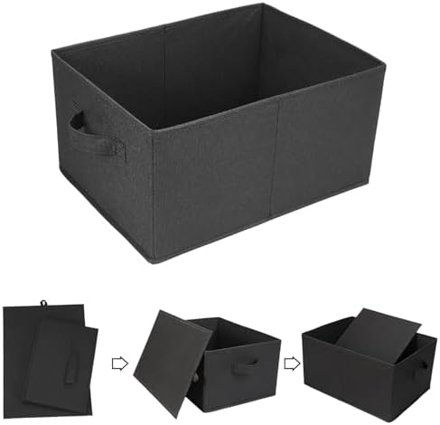 Collapsible Storage Bins, Foldable Organizers and Storage Baskets Cube Storage Bin for Bedroom Living Room, Black, 15.4x11.4x7.9inch, 4 Pack - Image 4