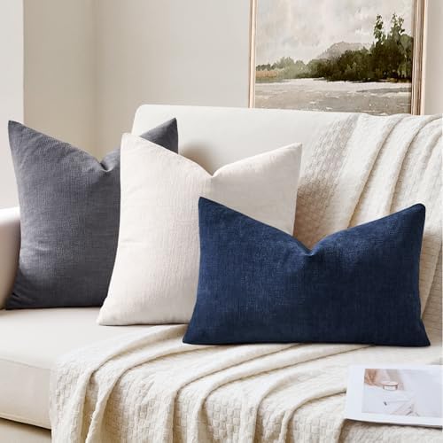 MIULEE Navy Chenille Couch Throw Pillow Covers, 18x18 - Image 2