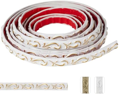 0.8" x16.4FT Ivory Gold Crown Molding Peel and Stick Trim - Flexible Molding Trim for Mirror Frames, Bathroom Vanity & Furniture Edges by TopZenMarketplace