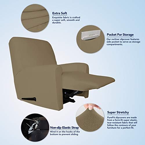 PureFit Stretc Recliner Chair Covers Fleece Soft Couch Covers for Sofa - Image 3