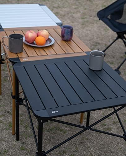 iClimb Lightweight Stable Alu. Folding Square Table Roll Up Top (Black, L) - Image 2