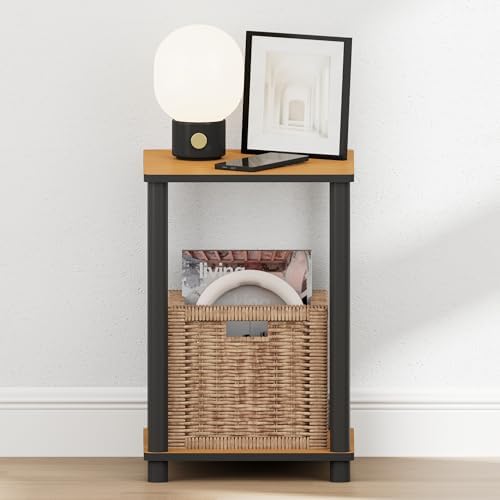 Furinno Turn-N-Tube Toolless 2-Tier Open Shelf Night Stand, Light Cherry - Image 5