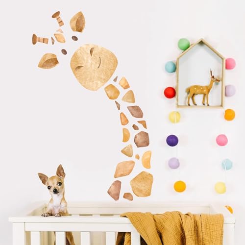 Large Giraffe Wall Decal, Cute Giraffe Wall Stickers, DIY Safari Animal Wall Decor for Nursery Baby Bedroom Kindergarten by Kasubeso