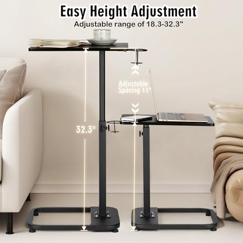 facka Multi-Functional C-Shaped End Table for Couch & Bed, Adjustable Height TV Tray, Stable Laptop Desk, Space-Saving Snack Side Table with Rounded Metal Corners - Image 3