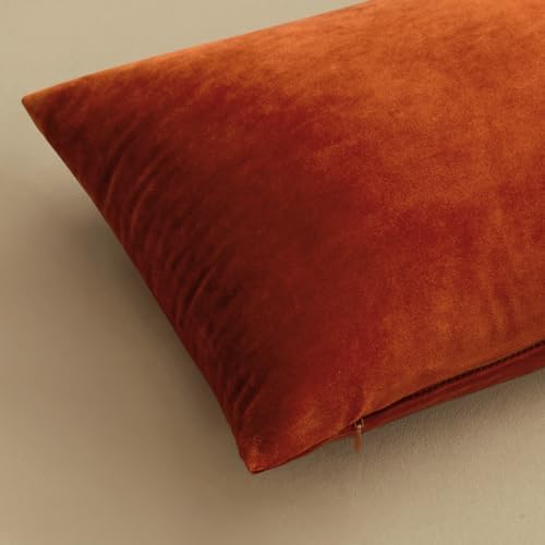MIULEE Velvet Fall Throw Pillow Covers 22x22 Inch Pack of 2 Burnt Orange - Image 6