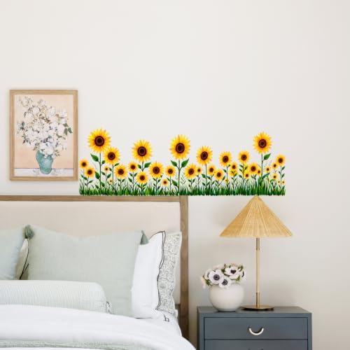 Sunflower Border Wall Decals Peel and Stick, Floral Garden Wall Stickers, Removable Botanical Vinyl Wall Decor, Flower Wall Art for Bedroom Living Room Kitchen Farmhouse Home Decorations - Image 5
