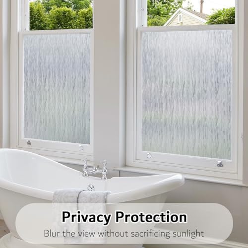 VELIMAX Frosted Window Privacy Film Non Adhesive Window Cling Removable Glass Covering Clear Water Opaque Window Film for Home Anti UV 23.6x78.7 inches - Image 4