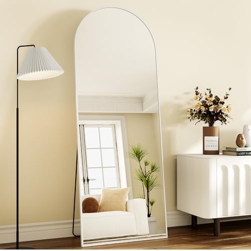 Full Length Mirror - 57" x 20" Arched Floor Mirror/Wall Mounted Aluminum Alloy Frame Full Body Mirrors for Bathroom Living Room Bedroom and Entryway, White - Image 6