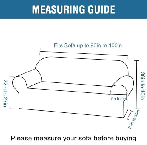 H.VERSAILTEX Stretch Couch Covers for Sofa 1 Piece Slipcovers for Couch and Sofas 3 Seater Couch Cover Feature Thick Jacquard Fabric with Elastic Bottom(Large Sofa 90"-100" Wide, Porcelain White) - Image 2