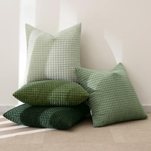MIULEE Boho Decorative Pillow Covers 18x18 Inch Set of 4 Forest Green - Image 5