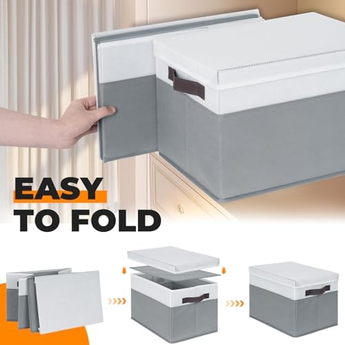 Extra Large Storage Baskets with Lids 8 Pack, 33 QT Blanket Basket for Organizing/ Stackable Decorative Closet Organizers and Storage Box for Clothes Towels/ Toy Organizers Bins with Handles/ 16x12 - Image 7