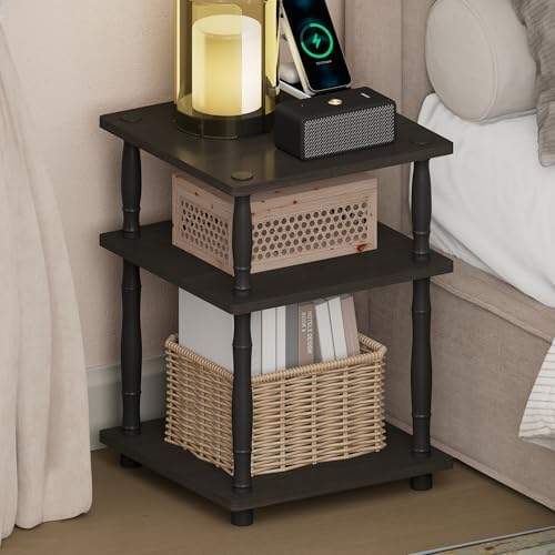 Furinno Turn-N-Tube Toolless 3-Tier Night Stand, Open Shelf, Espresso by Furinno-FitsYourSpaceFitsYourBudget