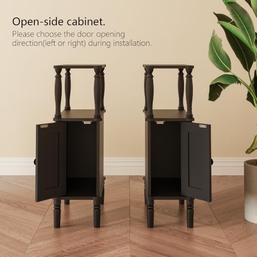 Veegle Narrow Nightstand,Skinny End Side Table (Black) - Image 4