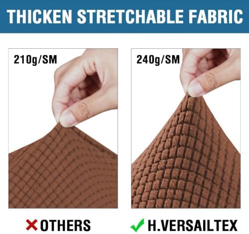 H.VERSAILTEX 4 Piece Stretch Sofa Covers for 3 Cushion Couch Covers for Living Room Furniture Slipcovers (Base Cover Plus 3 Seat Cushion Covers) Upgraded Thicker Jacquard Fabric (Sofa, Caramel) - Image 3