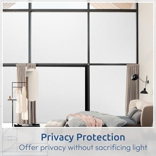 rabbitgoo Frosted Glass Window Privacy Film, No Glue, White, 23.6" x 157.4" - Image 3