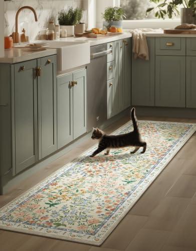 Washable Kitchen Rug Runners for Hallways: 2'6"x8' Bedroom Rug Non Slip Low Pile Stain Resistant Soft Indoor Floor Carpet Runner Rug for Entryway Hallway Kitchen Living Room Farmhouse by palohom