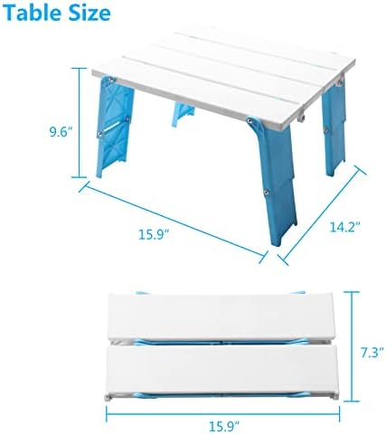 Modern-Depo 15.9"x14.2"x9.6" Large Portable Folding Beach Table for Sand Foldable Height Adjustable Side Table Desk for Camping Picnic BBQ with Carry Bag, Cyan - Image 3
