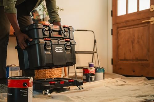 Keter Stack-n-Roll 3-Piece Rolling Tool Storage System – Includes Dolly, Tool Box & Deep Power Tool Case | Modular Mobile Tool Organizer | Stackable Design for Garage, Jobsite & Workshop - Image 3