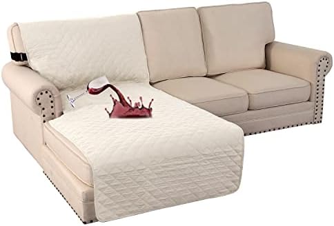 Turquoize 100% Waterproof Sofa Covers Chaise Lounge L Shape Sofa Protector Slip Cover Triple Non-Slip Sofa Slipcover for Sectional Couch Cover for Pets, Kids (Chaise, Ivory) by Turquoize