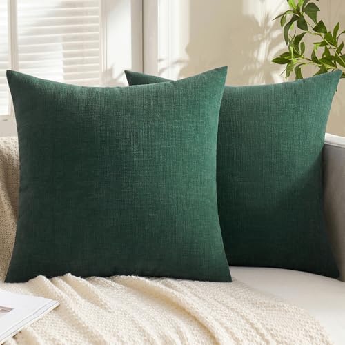 MIULEE Dark Green Chenille Couch Throw Pillow Covers, 20x20 - Image 6