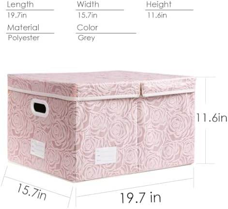 PRANDOM Extra Large Collapsible Storage Boxes with Lids Fabric Decorative Storage Bins Cubes Organizer Baskets with Cover Handles Divider for Bedroom Closet Living Room 19.6x15.7x11.8 Inch 3 Pack - Image 4
