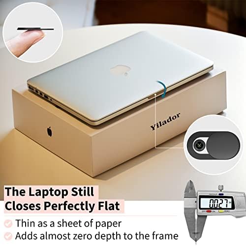 Yilador Webcam Cover (6 Pack) 0.03 inch Ultra Thin Laptop Camera Cover Slide for Computer MacBook Pro/Air iMac iPhone Cell Phone PC Tablet Notebook Surface Pro Echo Show Camera Blocker Slider - Black - Image 2