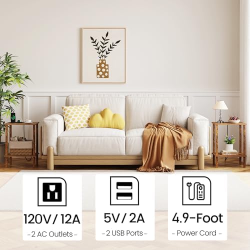 TUTOTAK End Table with Charging Station, Side Table, Nightstand - Image 5