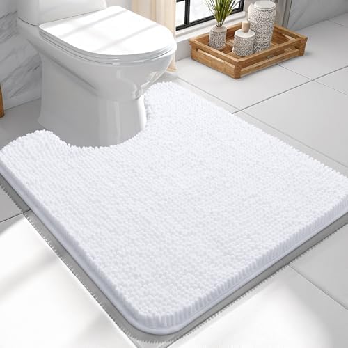 OLANLY Toilet Rugs U-Shaped 24x24, Soft Absorbent Chenille Contour Rugs by OLANLY