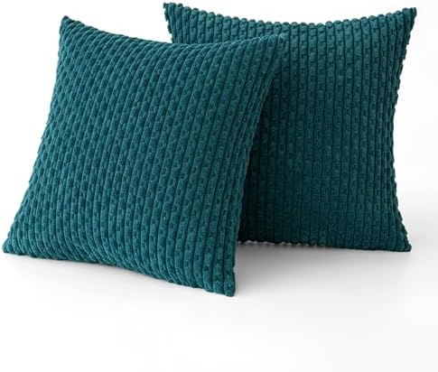 MIULEE Decorative Throw Pillow Covers 20x20 Teal Blue Textured Corduroy - Image 6