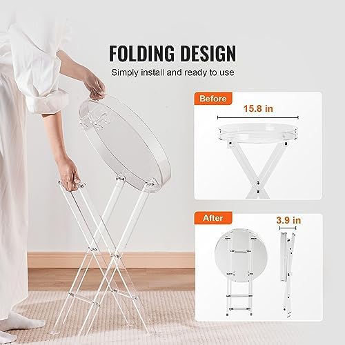 VEVOR Acrylic Folding Tray Table, Acrylic End Table with Folding X Leg, Clear Acrylic Side Table for Coffee, Drink, Food, Snack for Living Room & Bedroom - Image 5